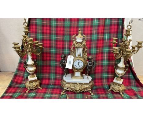  Sale Item:    CLOCK &amp; CANDLEABRA SET (AF)   Vat Status:   No Vat   Buyers Premium:  This lot is subject to a Buyers Prem