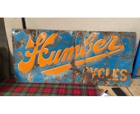 Sale Item:    METAL HUMBER CYCLE SIGN (AF)   Vat Status:   No Vat   Buyers Premium:  This lot is subject to a Buyers Premium