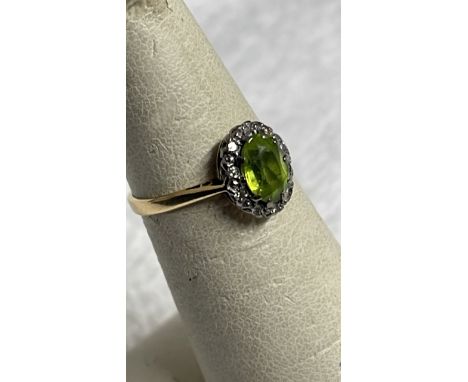  Sale Item:    18CT GOLD/PLATINUM RING WITH DIAMOND &amp; GREEN STONE - SIZE K  Vat Status:   No Vat   Buyers Premium:  This 