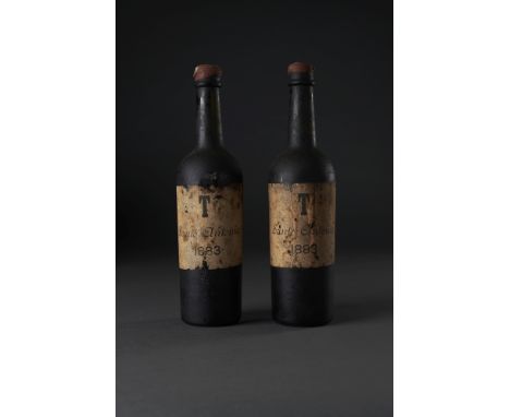 ? Terrantez Santo Antonio 1883 (remains of bin-soiled labels, marked 'T'- vendor's records state 'T' indicates Terrantez - vi