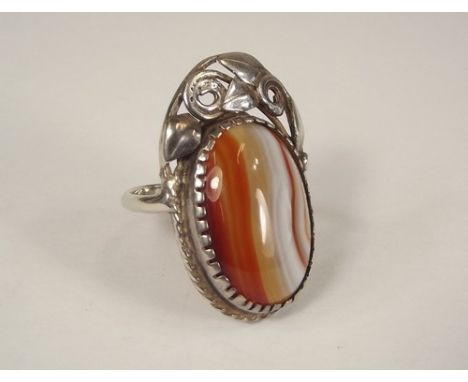 MUMFORD, FALMOUTH.
A Charles Mumford, Falmouth, silver & agate ring.