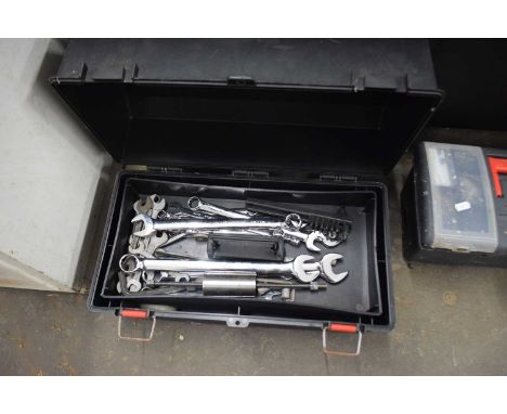 A storage box and quantity of tools