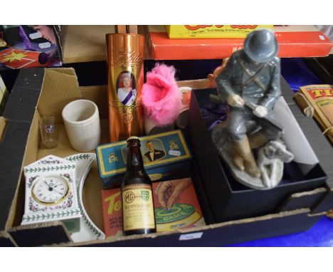 Mixed Lot:  Royal Copenhagen figure of a man and his dog together with vintage collectors ales, Portmeirion clock and other i