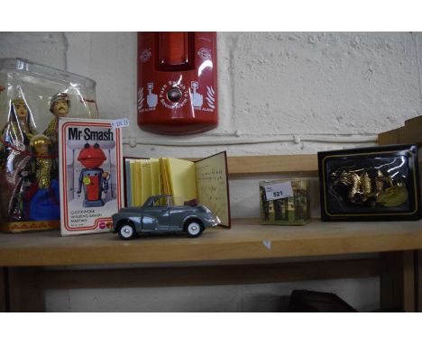 Mixed Lot: Model Morris Minor, Mr Smash clockwork walking martian and other items