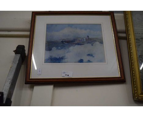 Reproduction print of a Spitfire, framed and glazed