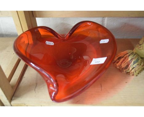 Red Art Glass bowl in the shape of a heart