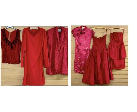 VINTAGE LADIES' FASHION, including evening wear, predominantly red, makes including Berketex, Wallis, Miss Selfridge, etc. (w