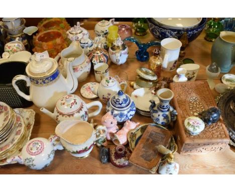 Large quantity of decorative ceramics, glass, metal ware (one shelf)   Condition: 