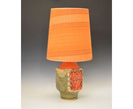 Modern Design - Retro pottery table lamp in beige and orange with orange shade   Condition: 