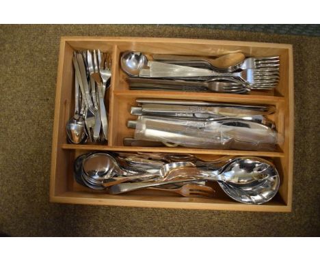 Modern Design - Quantity of Viners 1960's period stainless steel cutlery, various patterns and a teak salt and pepper mill, e