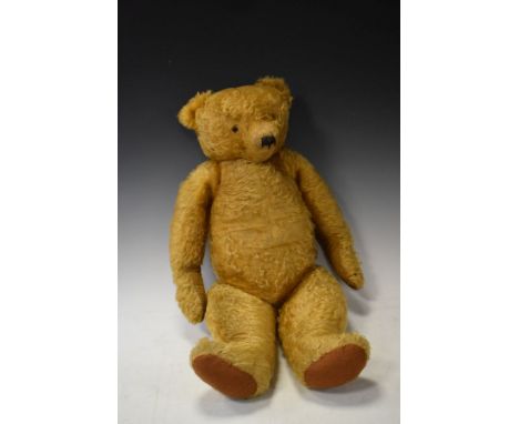 Large vintage gold plush teddy bear, 72cm high   Condition: 