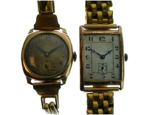 Two vintage gentlemen's 9ct gold cased wristwatches   Condition: 