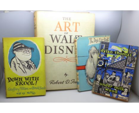Four books; two by Geoffrey Willans &amp; Ronald Searle, Down With Skool! 1953 first edition, and The Dog's Ear Book 2nd impr