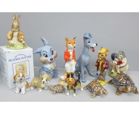 A Wade Disney blow-up Thumper and Tramp, other Wade, Royal Doulton and Beswick figures