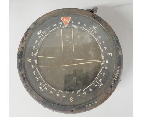 A PIO aircraft Royal Airforce compass WWII stamped with broad arrow 
