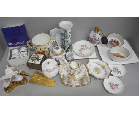 A collection of assorted fine china and porcelain, including Rosenthal, Foley, Spode, Coalport, Portmeirion, Derby Posies, et