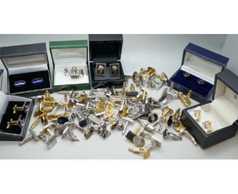 Over 50 pairs of cufflinks, including Masonic, Swarovski, Crystal, etc.