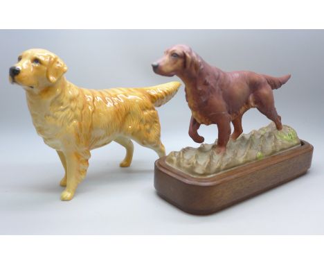 A Royal Worcester model of an Irish setter, a/f, and a Beswick model of a golden retriever