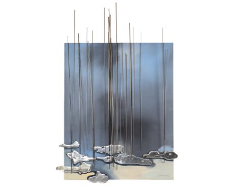 Costas Tsoclis (Greek, born 1930)Pluie signé 'C. Tsoclis' (en bas à droite)acrylique et métal sur panneau192 x 123 x 12cm (75