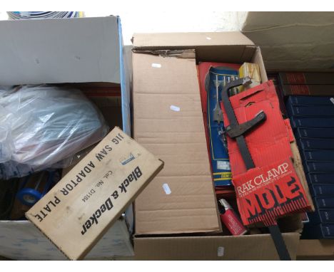Two boxes of various mixed hand tools.