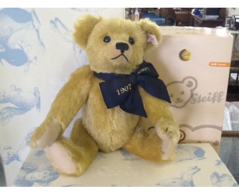 A 1907-2007 Steiff teddy bear without box.