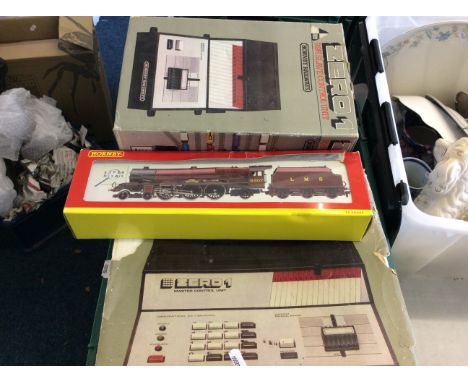 A crate including Hornby 00 gauge princess class 'Arthur of McNaught' train, three zero 1 control units and a Thomas the tank
