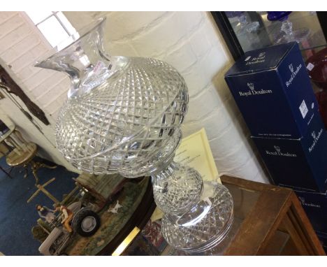 A large cut glass lamp.