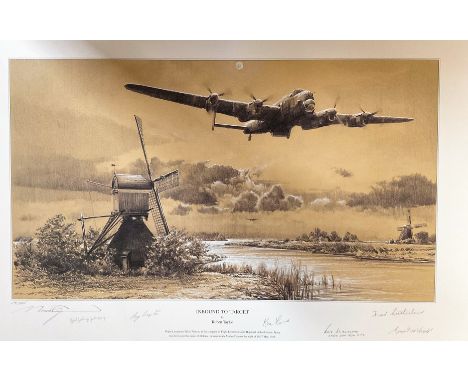 WW2 Robert Taylor Limited Edition 17/225 Multi Signed Colour 22x14 Print Titled 'Inbound to Target'. Signed in Pencil by John