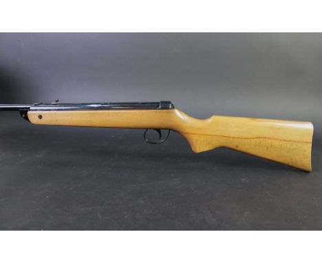 A BSA Meteor Mk II cal 22 break barrel air rifle, the top of the cylinder marked BSA in an arrow Meteor and with plastic end 
