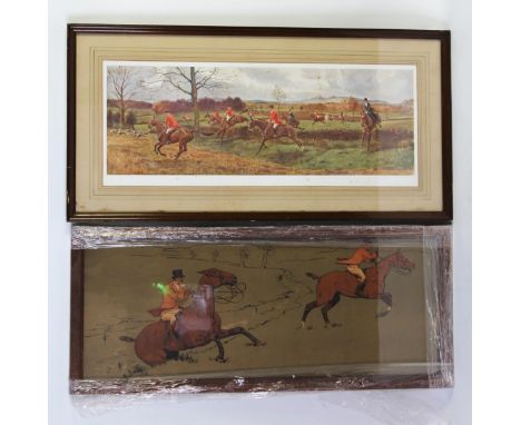 A signed print by F A Stewart of The Chiddingfold Farmers 20 x 60 cm, together with Dorothy Hardy "The Ditch" print.