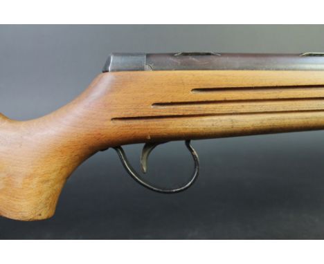 A BSA Meteor Mk I cal 22 break barrel air rifle, the top of the cylinder marked BSA in an arrow Meteor, the rear of the air c