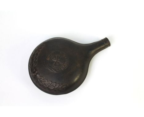 A Victorian Pigou & Wilks of London Arrow Gunpowder flask, marked to one side Pigou & Wilks London and with lozenge registere