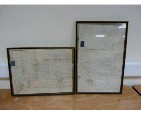 Two George III manuscript Scottish legal documents, Instrument of Sasine, 14th May, 1751, J. Clark Notary & another, 1762. Ea