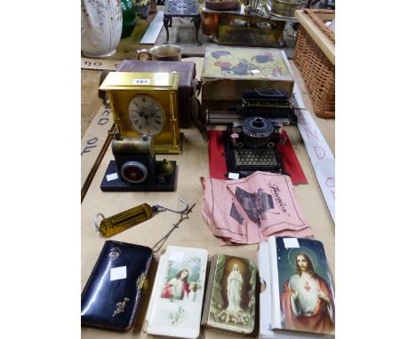 A JUNIOR TYPEWRITER, PRAYER BOOKS, A SWIZA QUARTZ CLOCK, A SPRING BALANCE AND A LIVE STEAM STATIONARY ENGINE