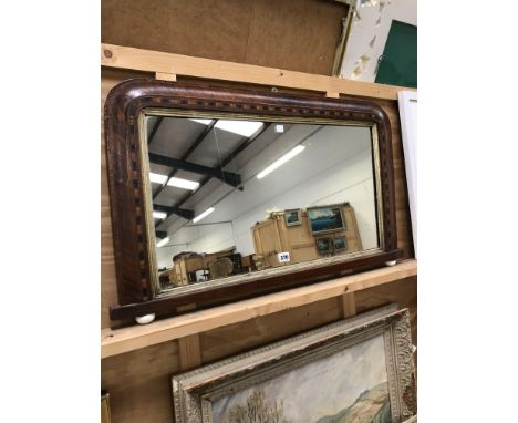 A LATE VICTORIAN INLAID WALNUT SMALL OVAL MANTEL MIRROR 50 x 86cms