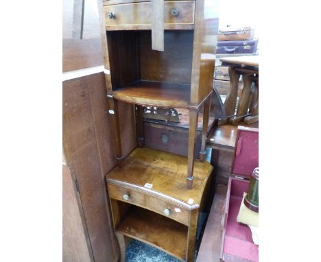 TWO BEDSIDE CABINETS, A BOOK TROUGH AND TRAY.