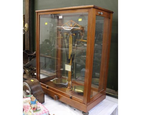 William A Webb Ltd scale in cabinet with weights 