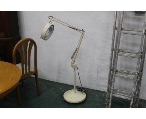Anglepoise magnifying lamp, 147 cm tall