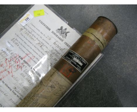 Volunteer Discharge Certificate dated 1903 and Signal Corp US Army Kite M357A Order No.5896 WF 43, dated to the second World 