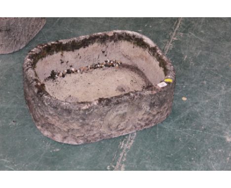 Shallow concrete garden planter of rectangular form, 20 cm high, 59 cm long, 45 cm wide 