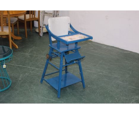 Vintage blue Sooty &amp; Sweep Circus Trick highchair, 98 cm tall