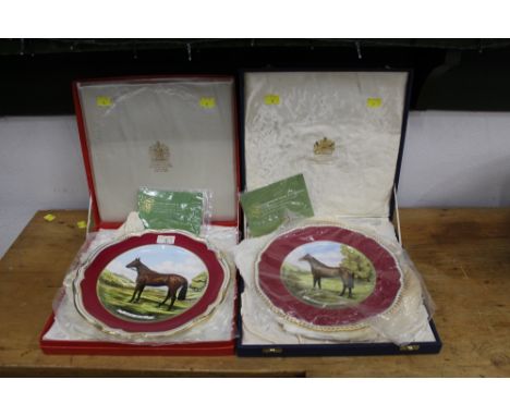 Pair of boxed Spode limited edition horse racing plates to include Red Rum and Brigadier Gerard