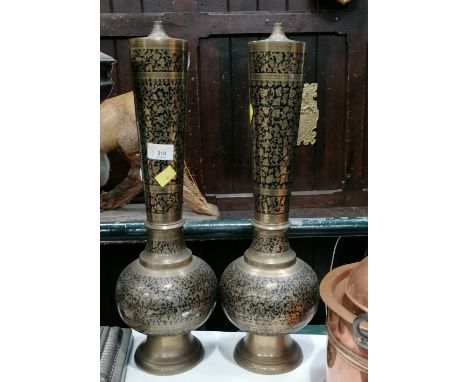 Pair of oriental brass lamp bases 