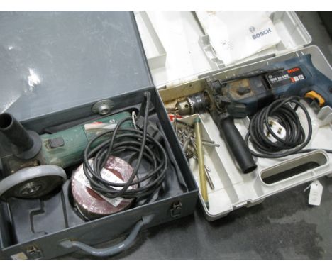 Boxed Bosch angle grinder and Bosch power drill 