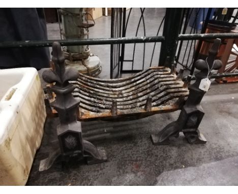 Large cast iron fire grate, width 62.5 cm