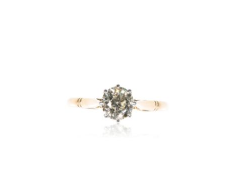 DIAMOND SOLITAIRE RING, the brilliant-cut diamond, approx 1.00ct, set in platinum, on an 18ct yellow gold shank, ring size Q