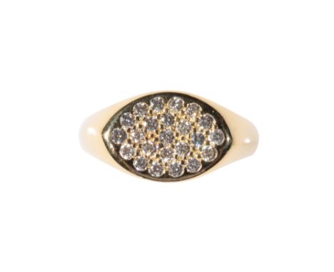 TIFFANY DIAMOND DRESS RING, twenty three brilliant-cut diamonds rub-over set, on an 18ct yellow gold band stamped " T &amp; C