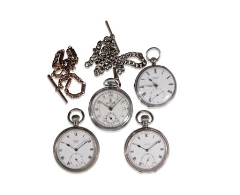 BENNETT OF LONDON : A GENTLEMAN'S SILVER CASED OPEN FACED POCKET WATCH with key wind movement, the white enamel dial with bla