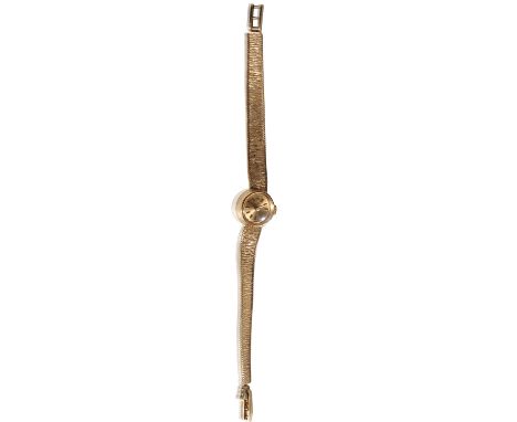 ROLEX PRECISION 18CT GOLD LADY'S BRACELET WATCH with manual wind movement, the gold dial with gold baton numerals and hands, 