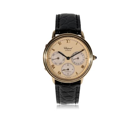CHOPARD LINEA D'ORO 18CT GOLD GENTLEMAN'S WRISTWATCH with automatic movement, the champagne coloured dial with triple subsidi